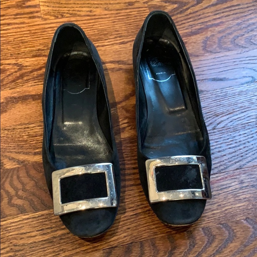 Roger Vivier - black suede with silver buckles